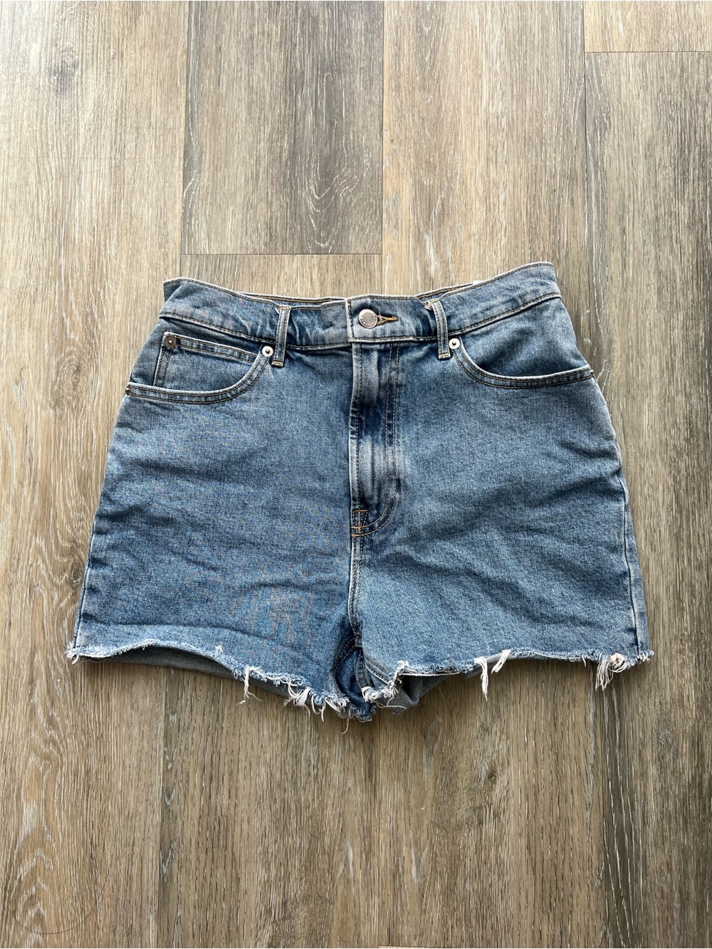 Everlane Medium Blue High-Rise Denim Cutoff Shorts